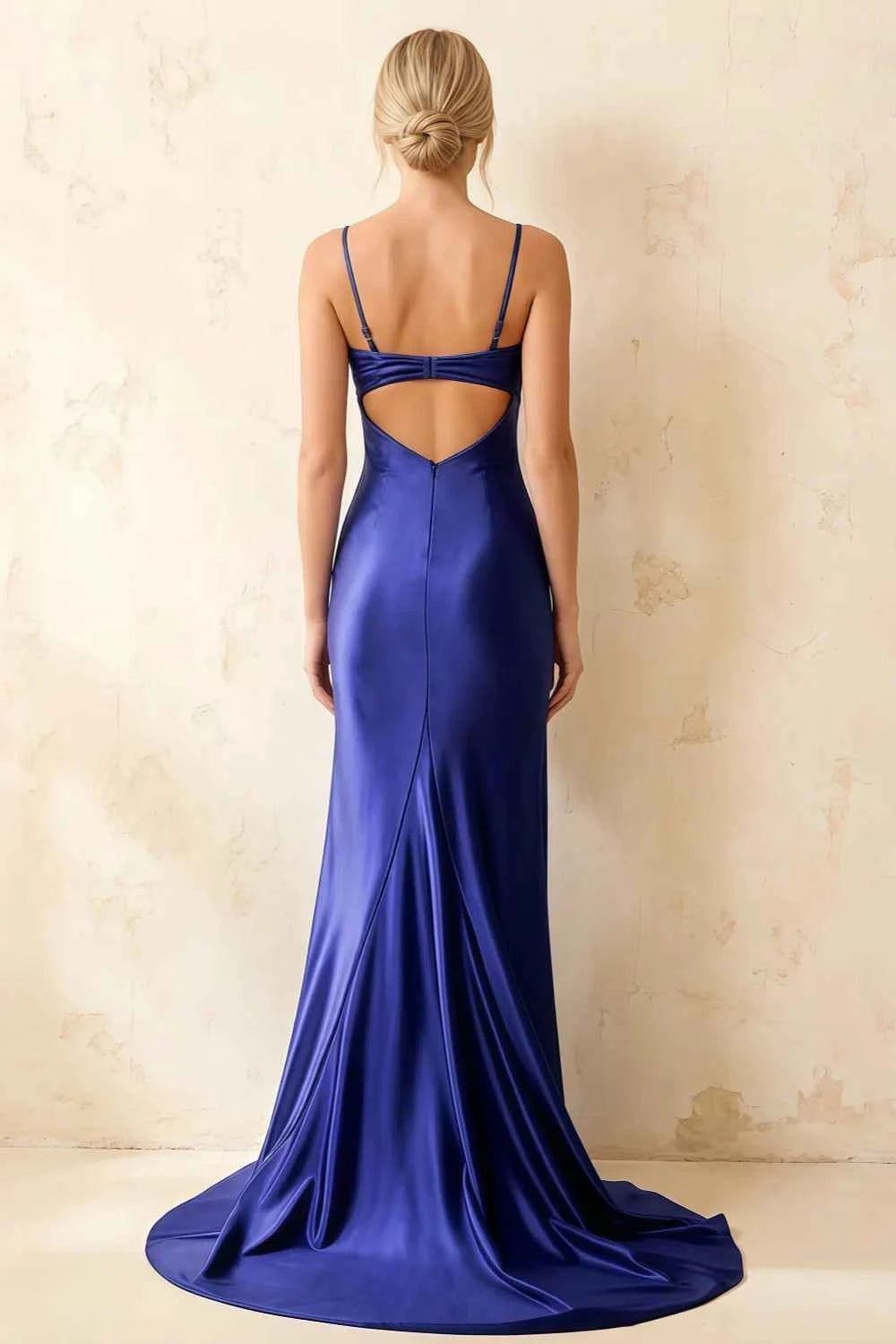 Jamie Royal Blue Satin Strapless Corset Maxi Dress