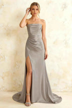 Jamie Silver Satin Strapless Corset Maxi Dress