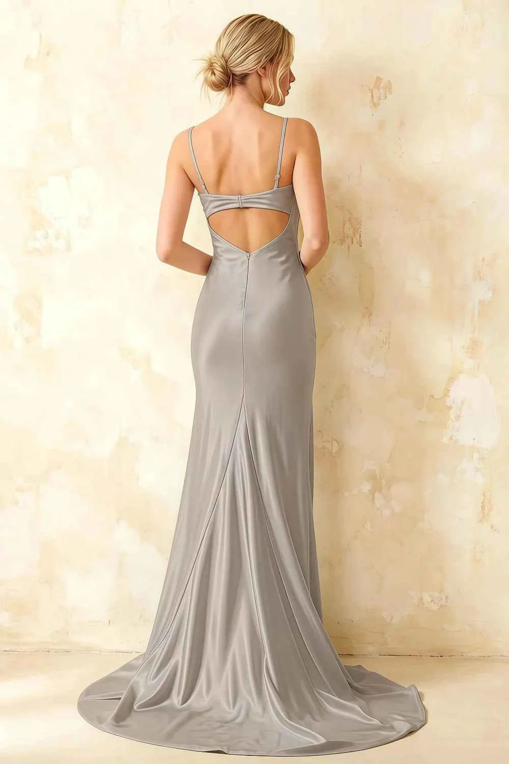 Jamie Silver Satin Strapless Corset Maxi Dress