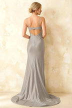 Jamie Silver Satin Strapless Corset Maxi Dress