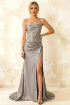 Jamie Silver Satin Strapless Corset Maxi Dress