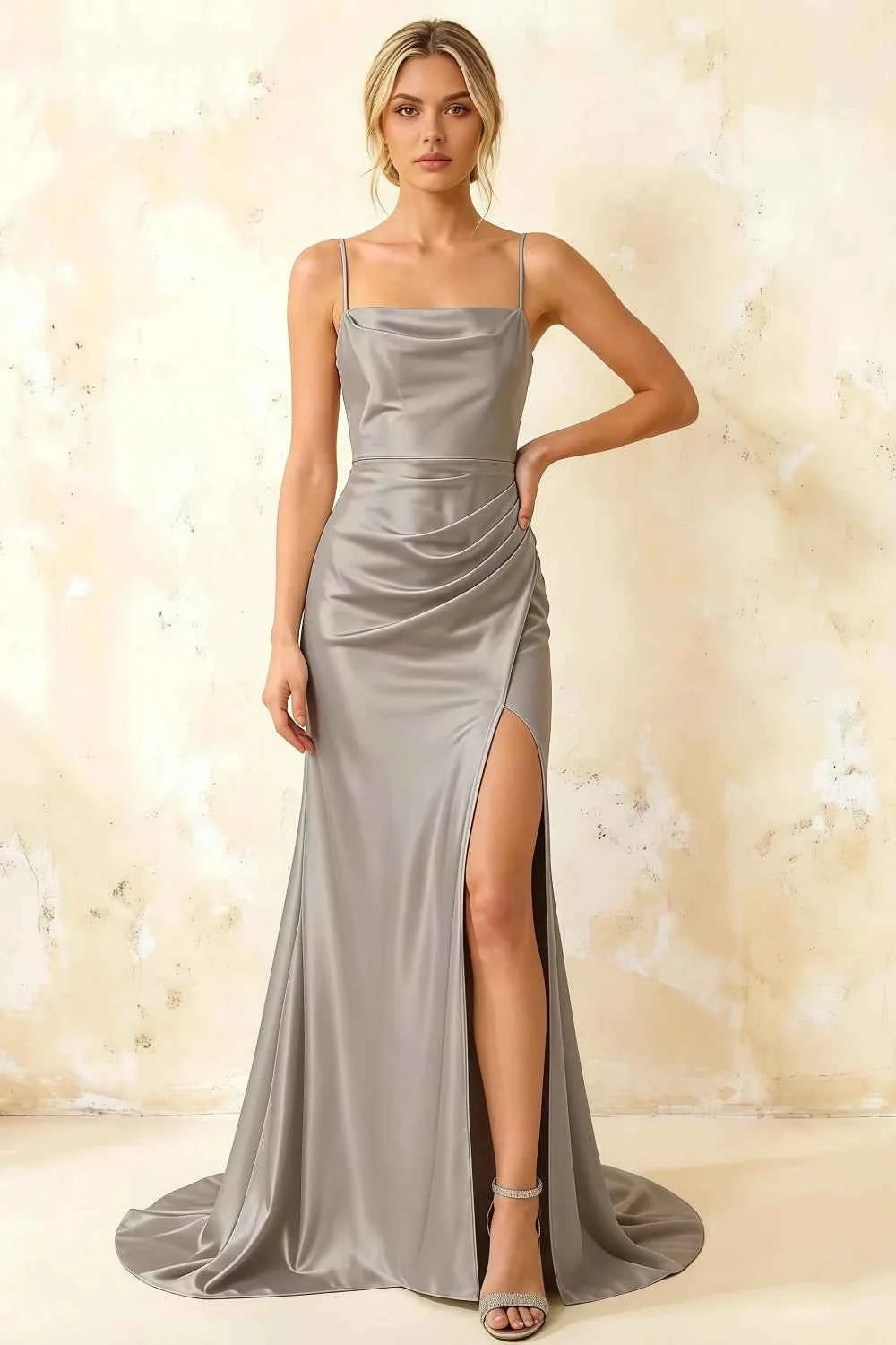 Jamie Silver Satin Strapless Corset Maxi Dress