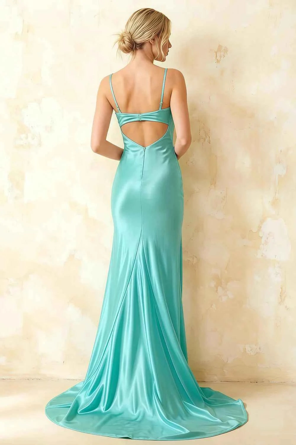 Jamie Turquoise Satin Strapless Corset Maxi Dress