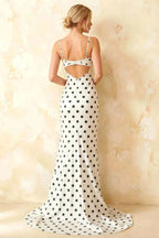 Jamie White Polka Dot Strapless Corset Maxi Dress