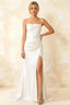 Jamie White Satin Strapless Corset Maxi Dress