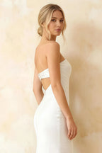Jamie White Satin Strapless Corset Maxi Dress