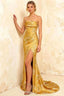 Jamie Yellow Floral Strapless Corset Maxi Dress