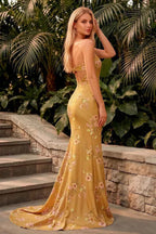 Jamie Yellow Floral Strapless Corset Maxi Dress