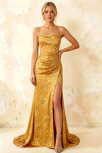 Jamie Yellow Floral Strapless Corset Maxi Dress