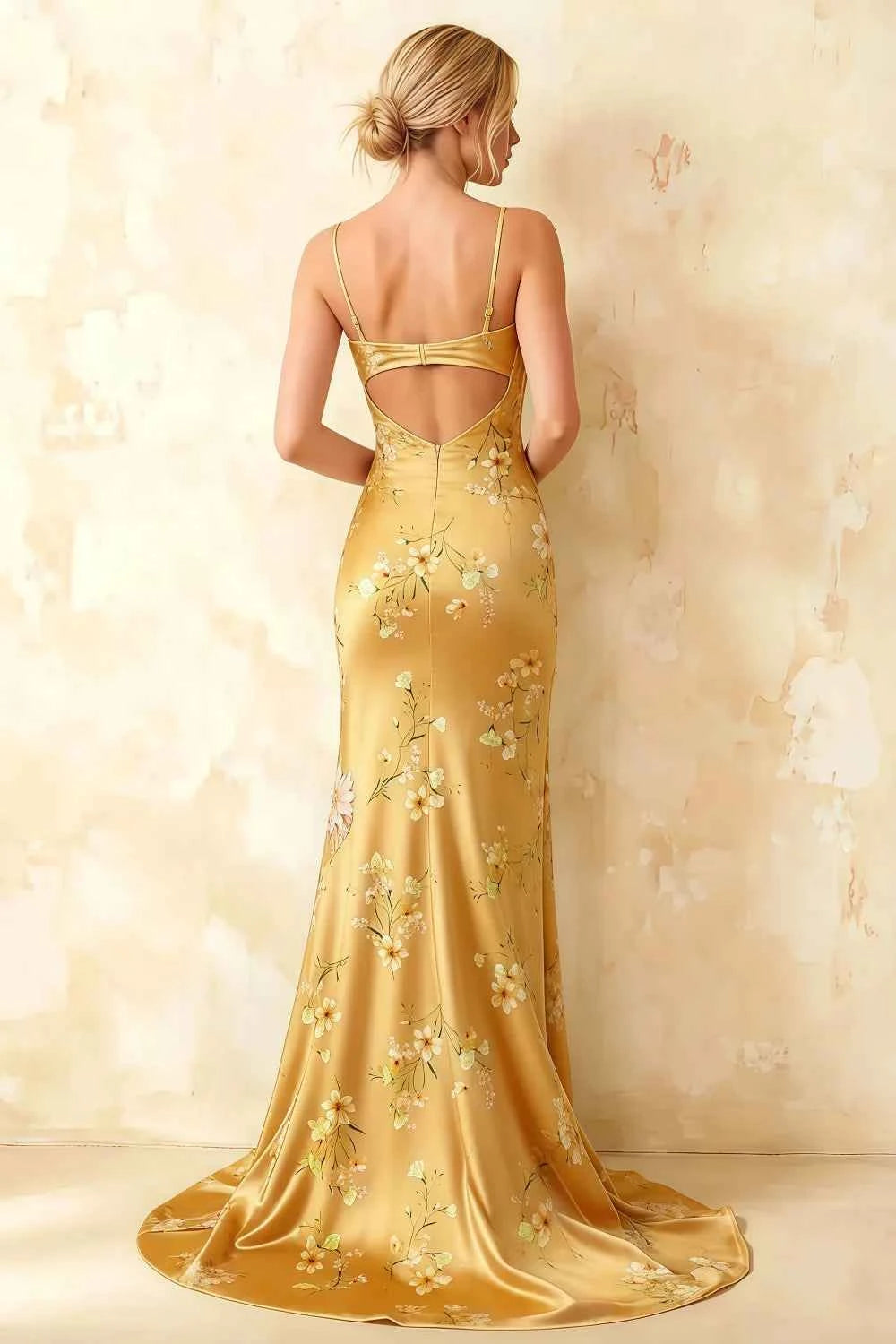 Jamie Yellow Floral Strapless Corset Maxi Dress