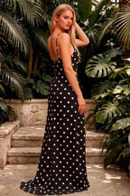 Jane Black Polka Dot Cutout Mermaid Slit Maxi Dress
