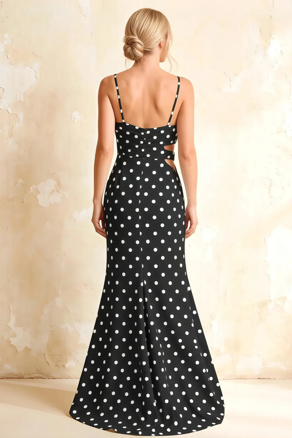 Jane Black Polka Dot Cutout Mermaid Slit Maxi Dress
