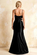 Jane Black Satin Cutout Mermaid Slit Maxi Dress