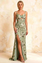 Jane Green Floral Cutout Mermaid Slit Maxi Dress