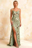 Jane Green Floral Cutout Mermaid Slit Maxi Dress