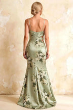 Jane Green Floral Cutout Mermaid Slit Maxi Dress