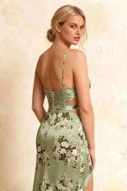 Jane Green Floral Cutout Mermaid Slit Maxi Dress