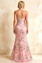 Jane Pink Floral Cutout Mermaid Slit Maxi Dress