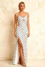 Jane White Polka Dot Cutout Mermaid Slit Maxi Dress