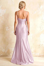 Jane Wisteria Satin Cutout Mermaid Slit Maxi Dress