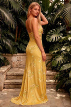 Jane Yellow Floral Cutout Mermaid Slit Maxi Dress