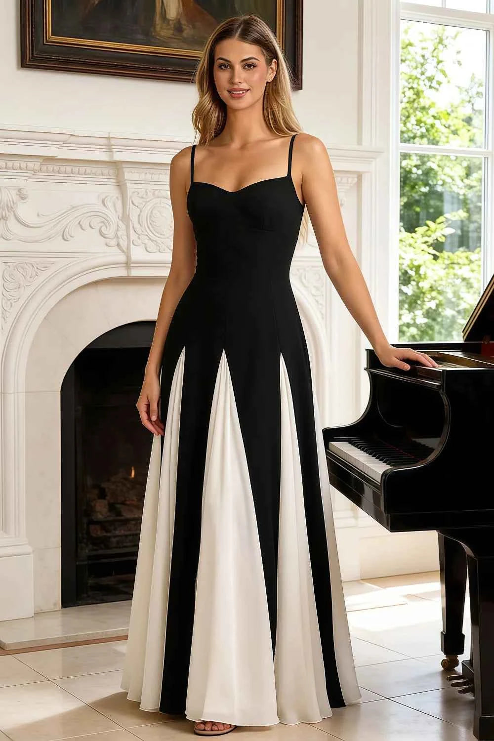 Janice Black Tulle Color Blocked Maxi Dress Secondary image