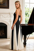 Janice Black Tulle Color Blocked Maxi Dress