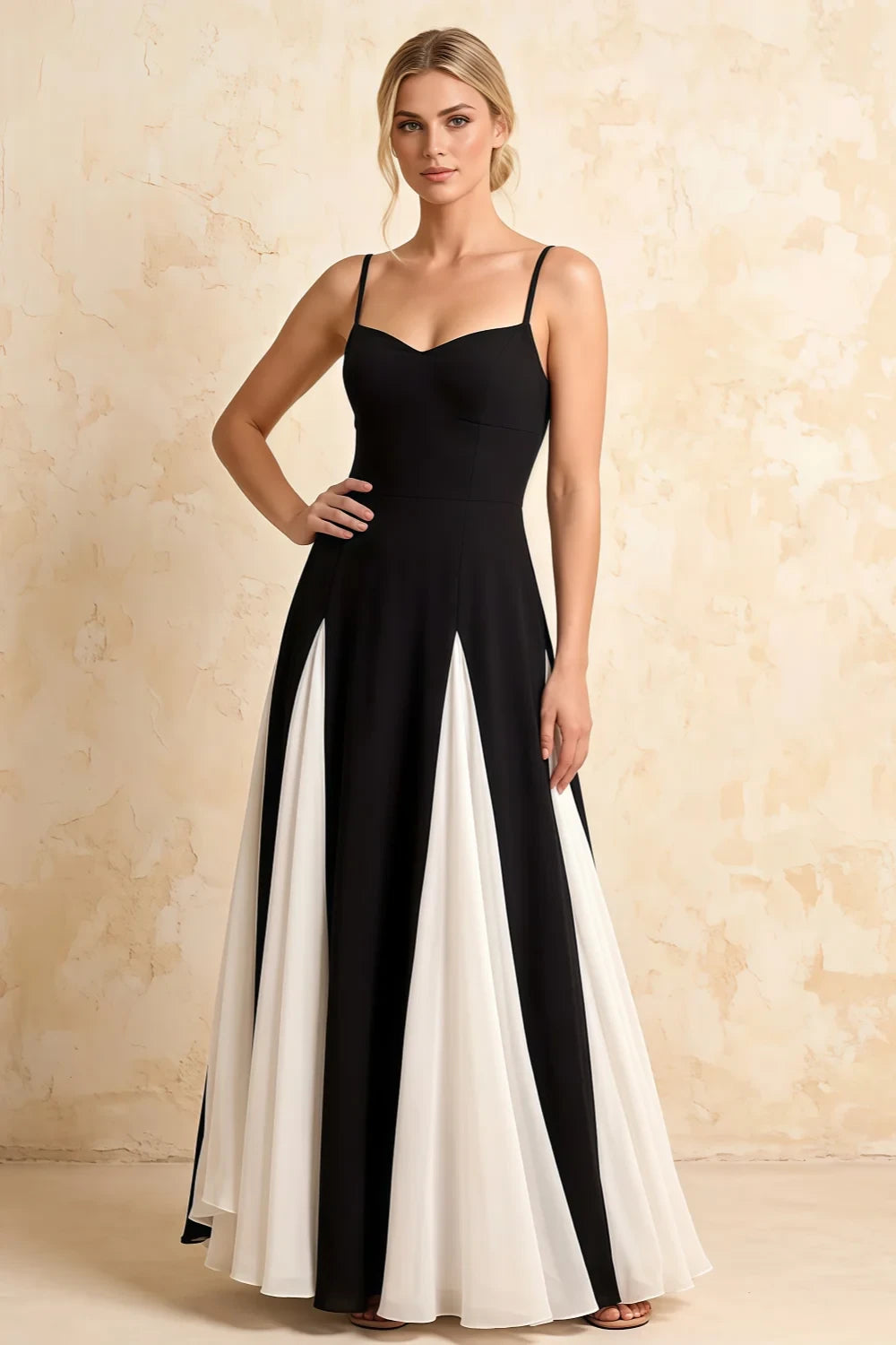 Janice Black Tulle Color Blocked Maxi Dress