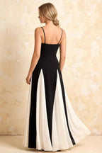 Janice Black Tulle Color Blocked Maxi Dress