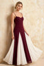 Janice Burgundy Tulle Color Blocked Maxi Dress