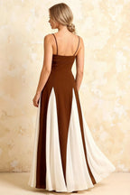 Janice Chocolate Tulle Color Blocked Maxi Dress