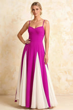 Janice Fuchsia Tulle Color Blocked Maxi Dress