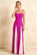 Janice Fuchsia Tulle Color Blocked Maxi Dress