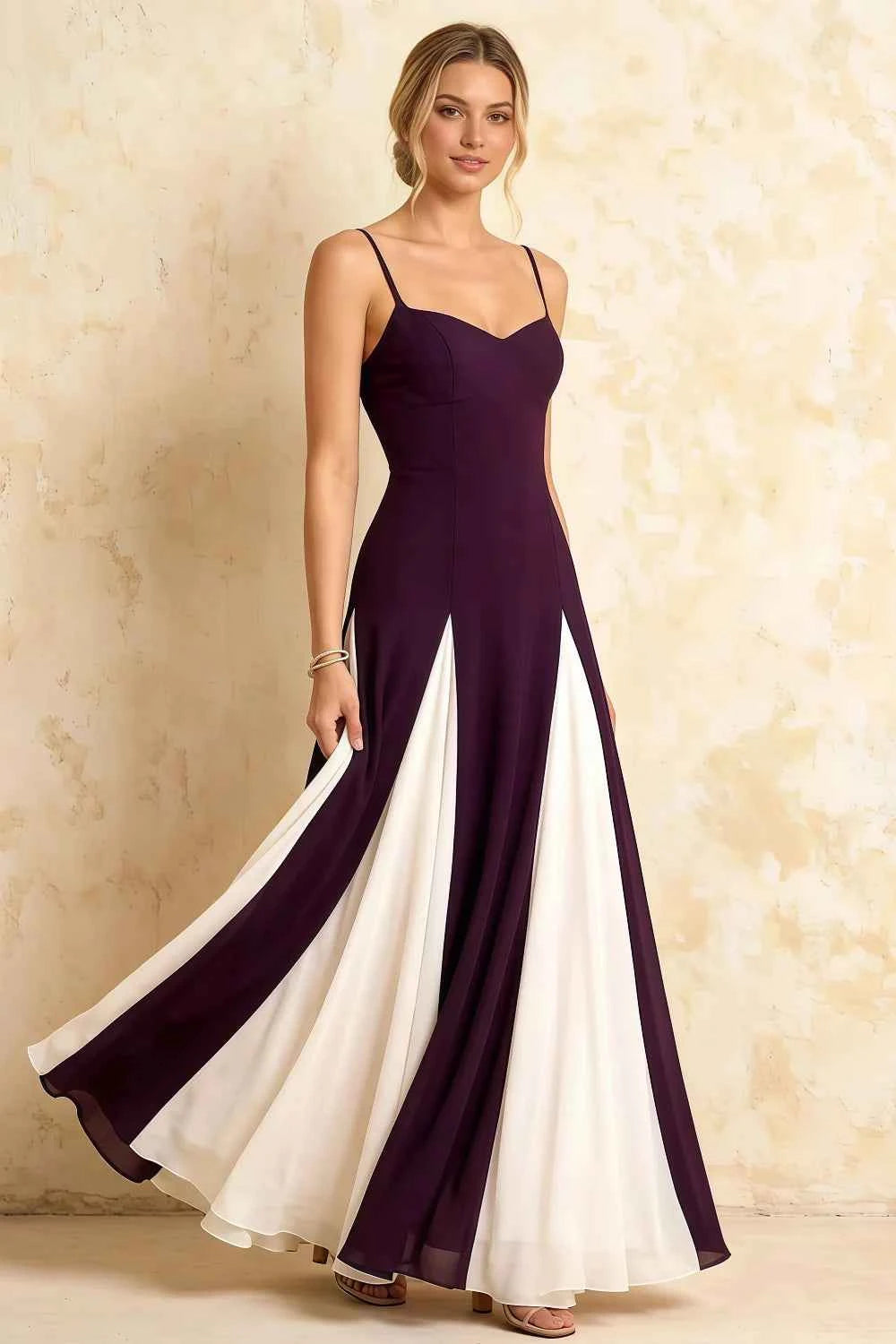 Janice Grape Tulle Color Blocked Maxi Dress Main image