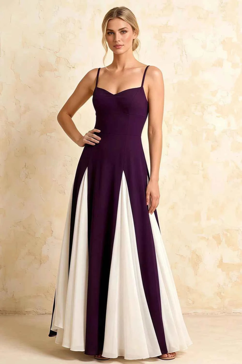 Janice Grape Tulle Color Blocked Maxi Dress