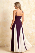 Janice Grape Tulle Color Blocked Maxi Dress