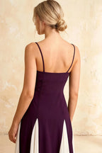 Janice Grape Tulle Color Blocked Maxi Dress