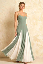 Janice Mint Green Tulle Color Blocked Maxi Dress