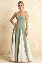 Janice Mint Green Tulle Color Blocked Maxi Dress