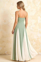 Janice Mint Green Tulle Color Blocked Maxi Dress