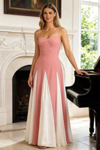 Janice Pink Tulle Color Blocked Maxi Dress