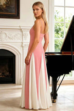 Janice Pink Tulle Color Blocked Maxi Dress