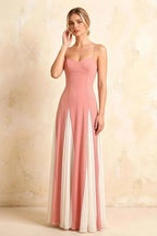 Janice Pink Tulle Color Blocked Maxi Dress