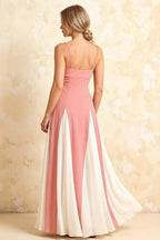 Janice Pink Tulle Color Blocked Maxi Dress