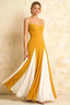 Janice Yellow Tulle Color Blocked Maxi Dress