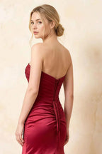 Jean Burgundy Satin Twist Knot Mermaid Maxi Dress