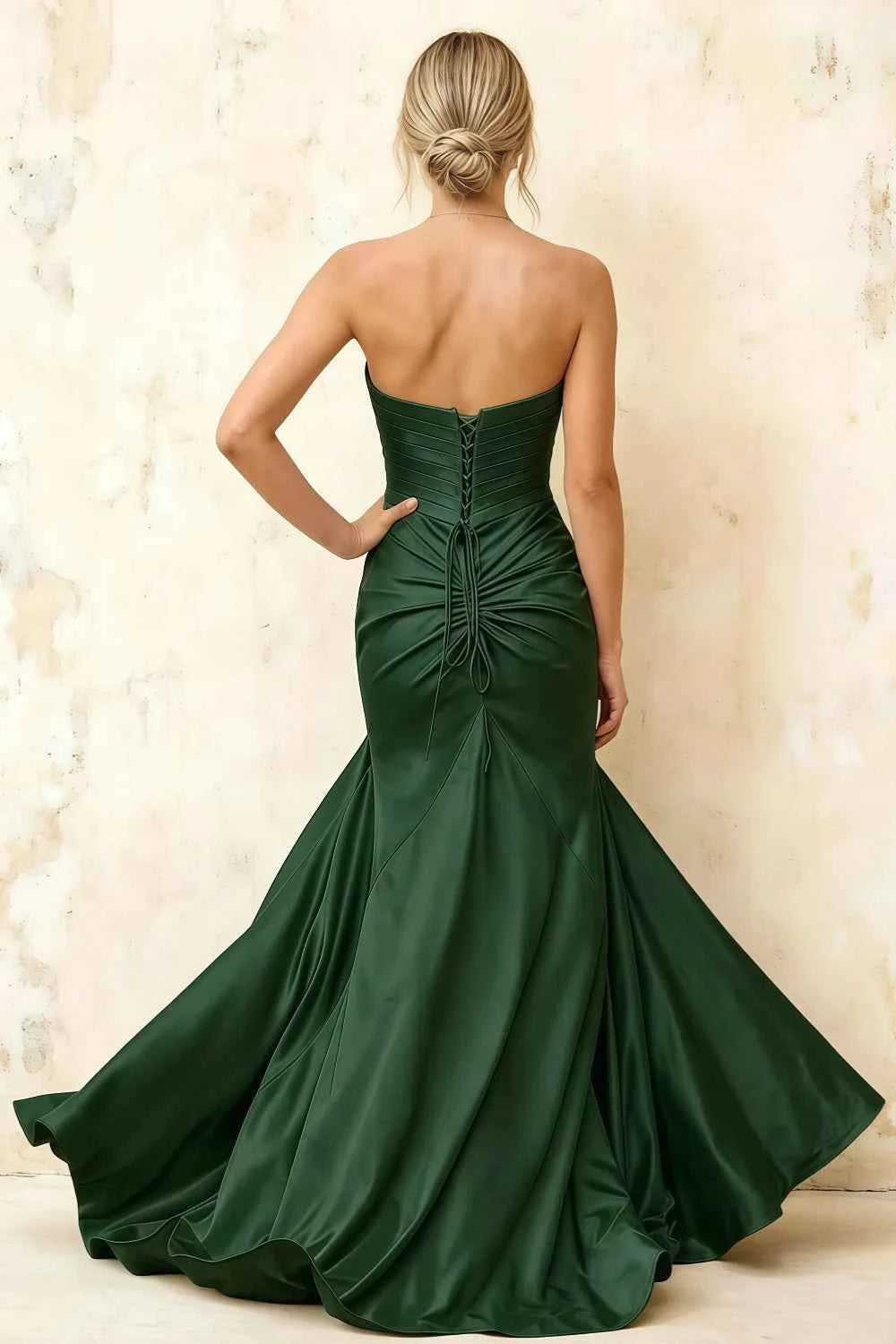Jean Dark Green Satin Twist Knot Mermaid Maxi Dress