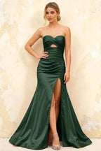 Jean Dark Green Satin Twist Knot Mermaid Maxi Dress