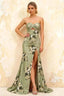 Jean Green Floral Twist Knot Mermaid Maxi Dress
