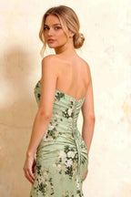 Jean Green Floral Twist Knot Mermaid Maxi Dress